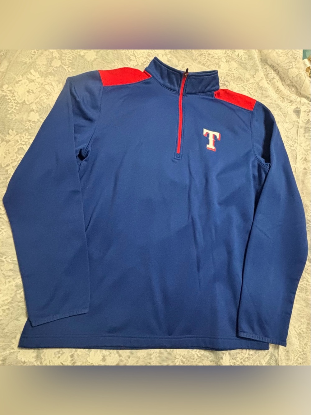 MLB Texas Rangers quarter zip sweatshirt blue red size men’s large